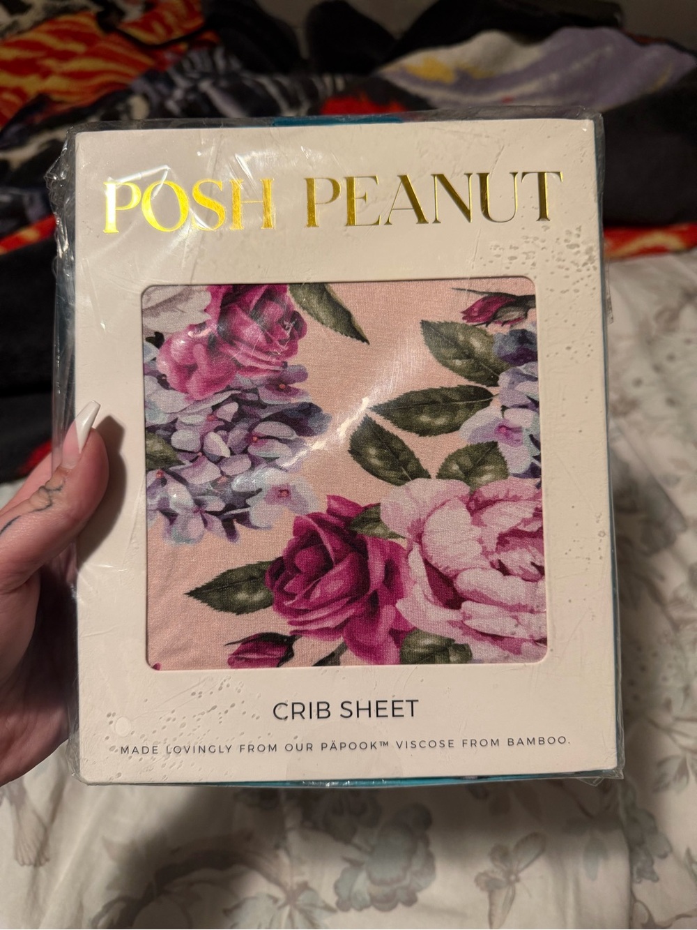 POSH PEANUT MONROE Pink Floral Crib Sheet